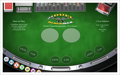 21 Duel Blackjack eksempel fra et casino på nettet