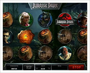 Billede fra maskinen med et kendt tema fra Jurassic Park filmen