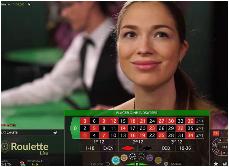 Close up af en roulette dealer