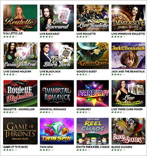 Dette er et eksempel på, hvordan et godt spiludvalg kan se ud på danske online casinoer