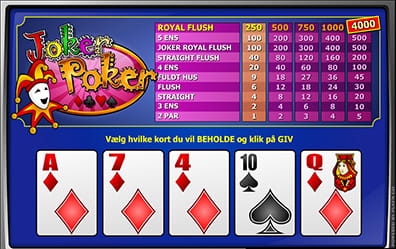 Eksempel på Joker Poker på et online casino