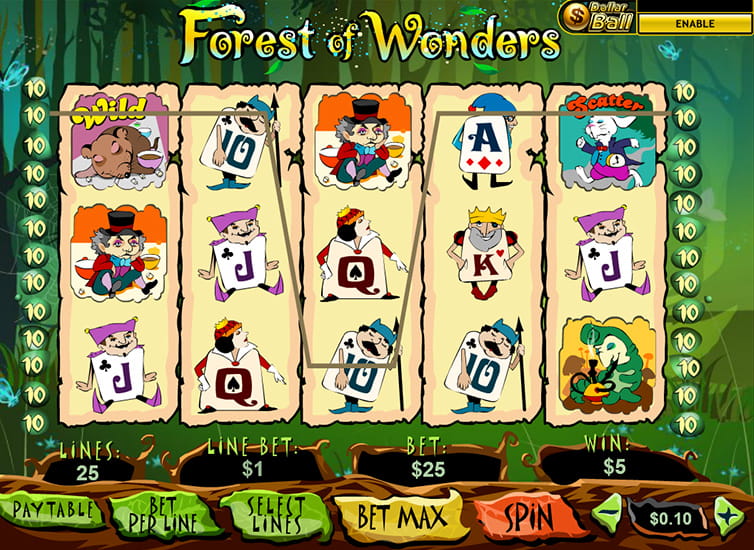 Et eksempel på spilleautomaten Forest of Wonders